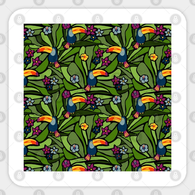 Exotic Tucan Rainforest Sticker by Sandra Hutter Designs